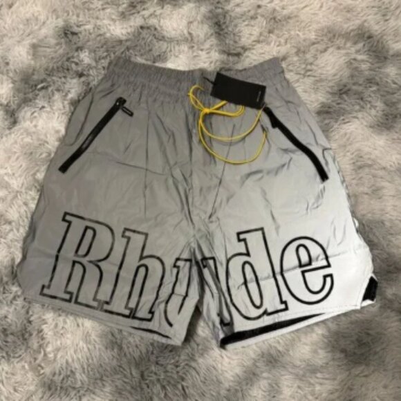 Rhude Silver Reflective Athletic Shorts Size Large - Picture 1 of 3